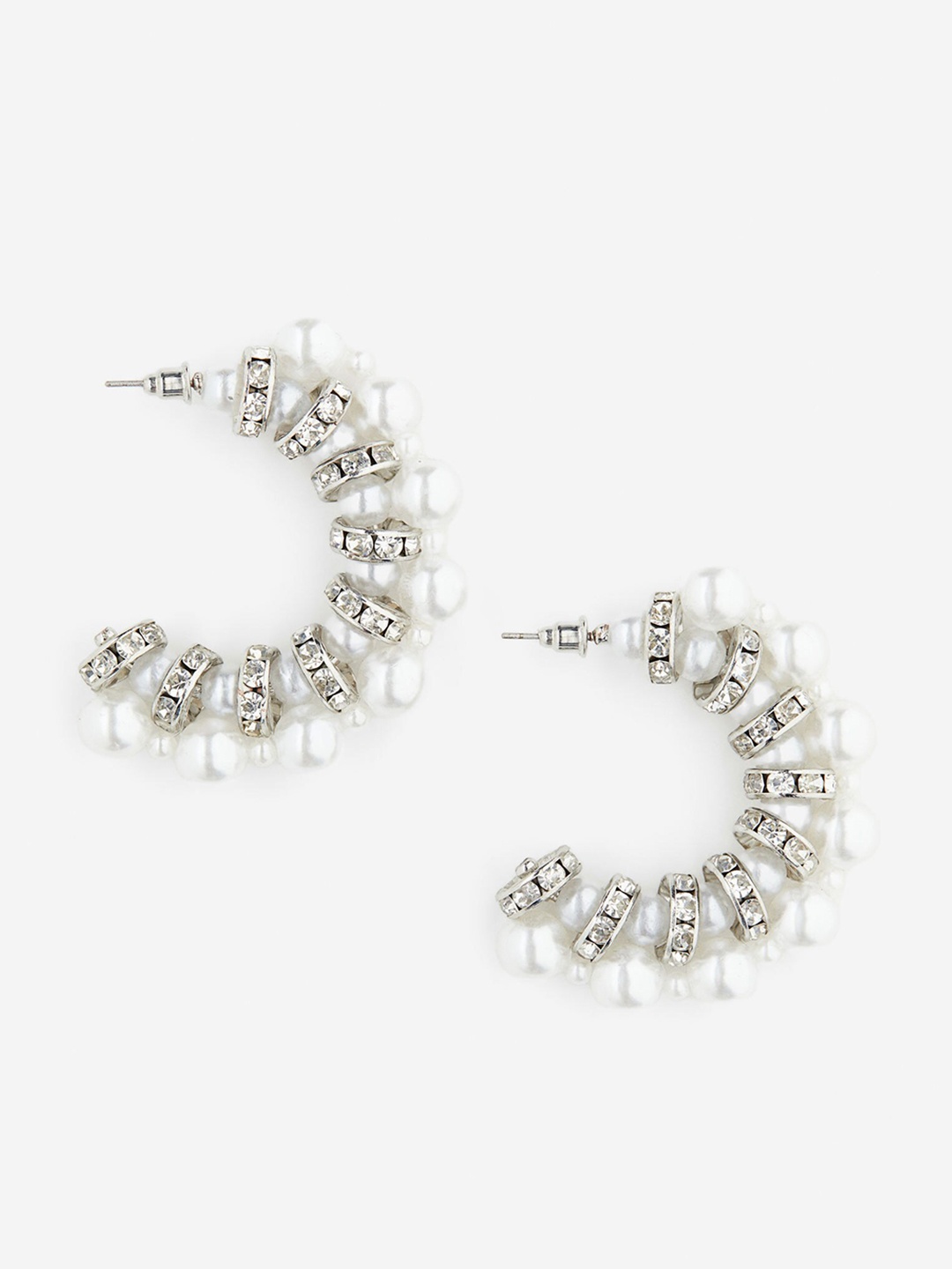 

H&M Beaded Hoop Earrings, Silver