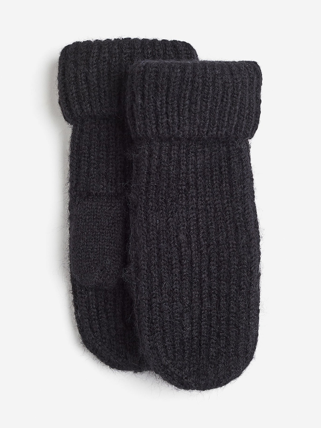 

H&M Rib-Knit Mittens, Black