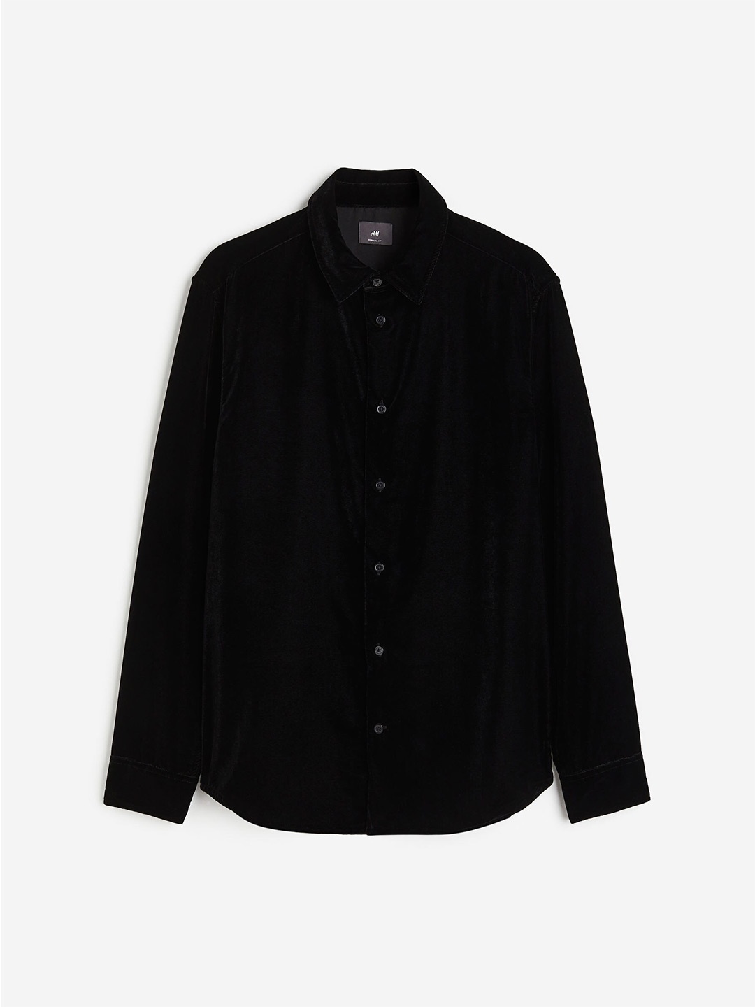 

H&M Regular-Fit Velvet Shirt, Black
