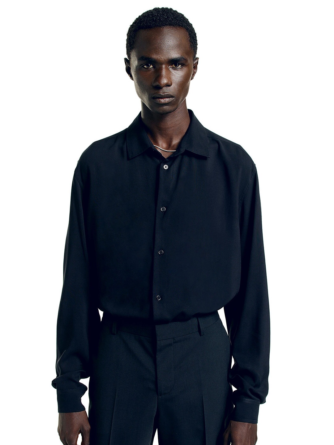 

H&M Regular Fit Viscose Shirt, Black