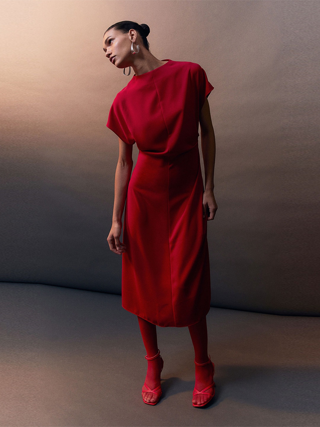 

H&M Tapered-Waist Dress, Red