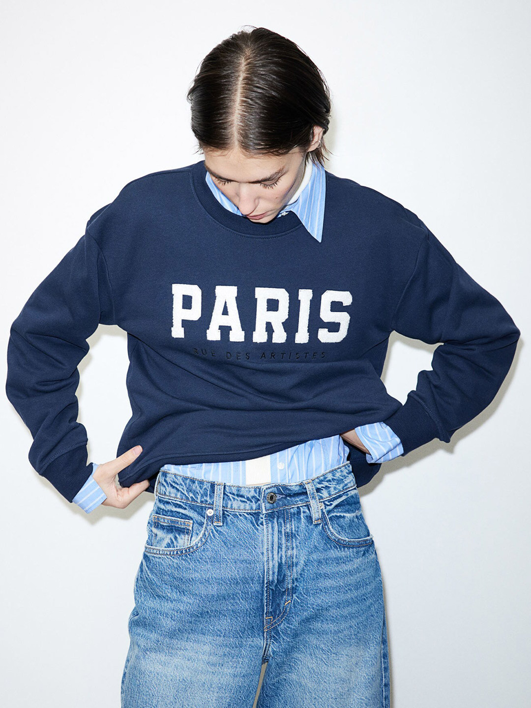 

H&M Crew-Neck Sweatshirt, Navy blue