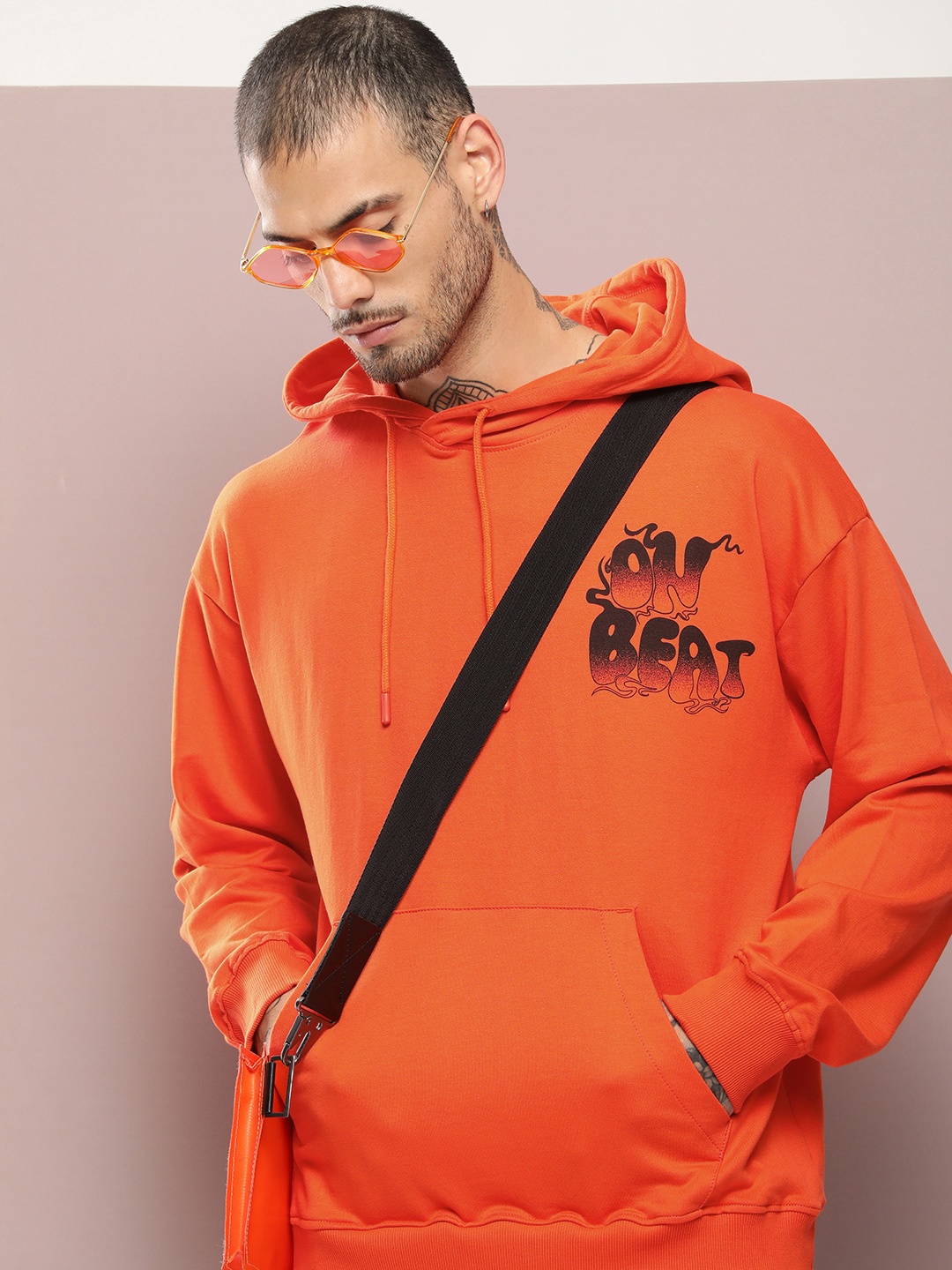

Kook N Keech Men Printed Hooded Pure Cotton Sweatshirt, Orange