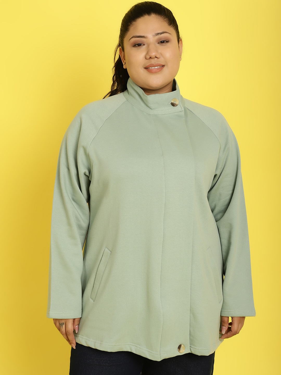 

theRebelinme Plus Size Fleece Tailored Jacket, Green