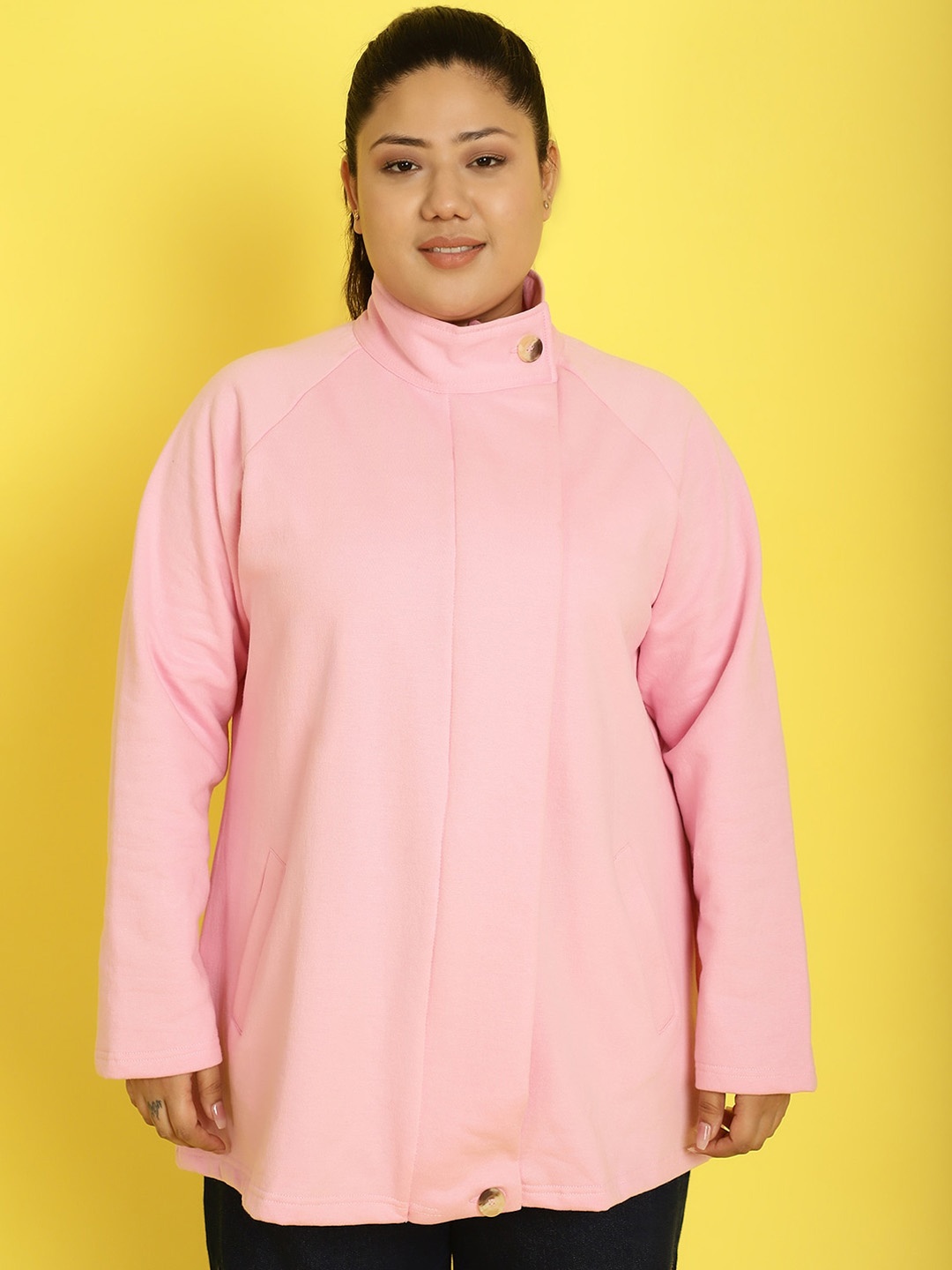 

theRebelinme Plus Size Fleece Tailored Jacket, Pink