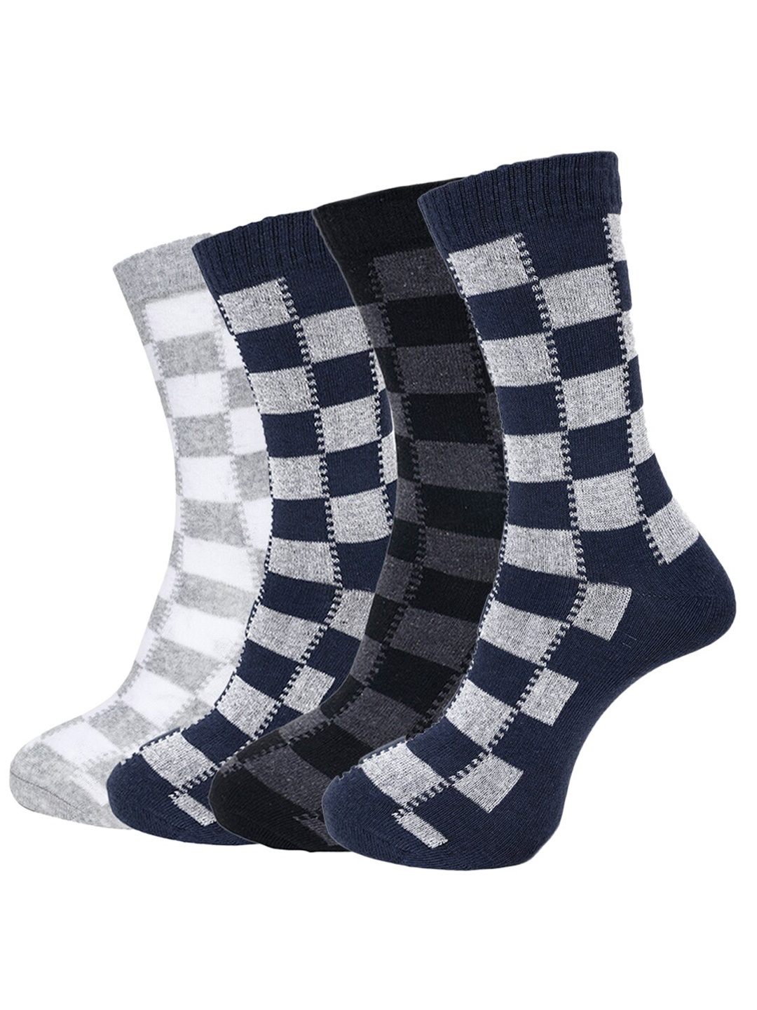 

Dollar Socks Men Pack Of 4 Patterned Above Ankle-Length Socks, Black