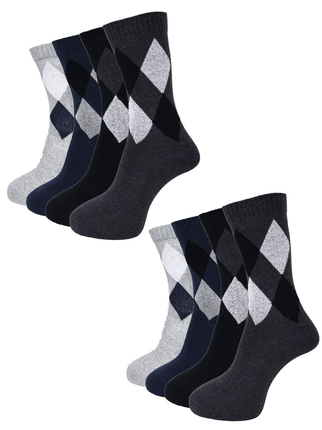 

Dollar Socks Men Pack of 8 Above Ankle Length Patterned Socks, Grey