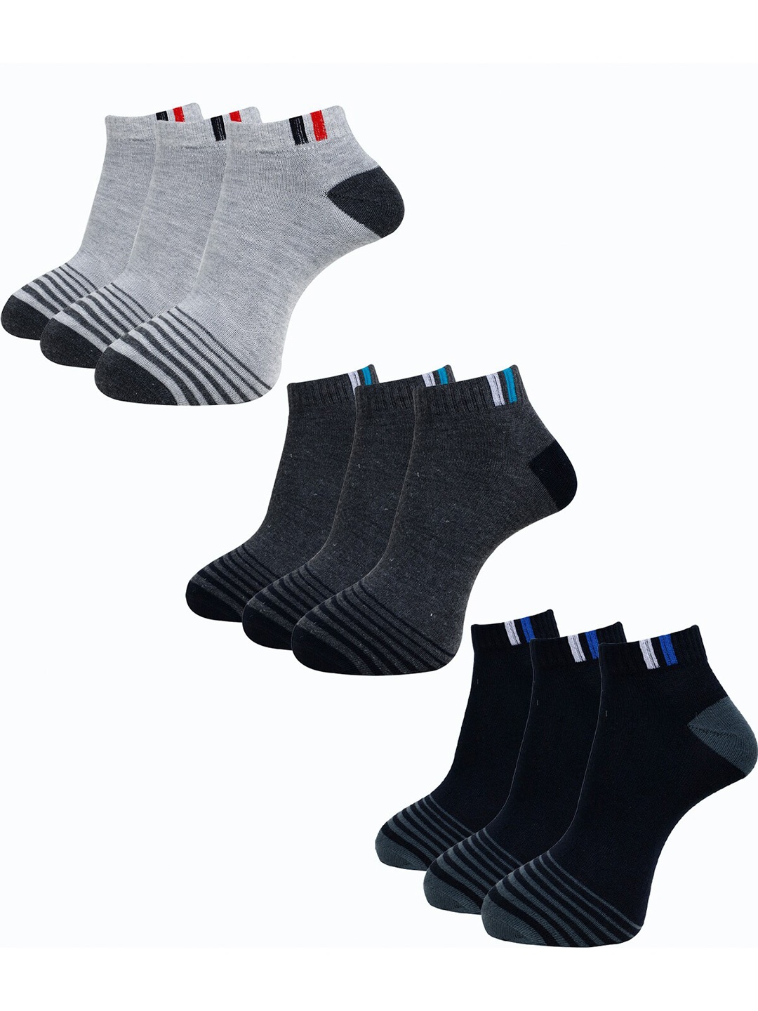 

Dollar Socks Men Pack Of 9 Patterned Ankle-Length Socks, Black