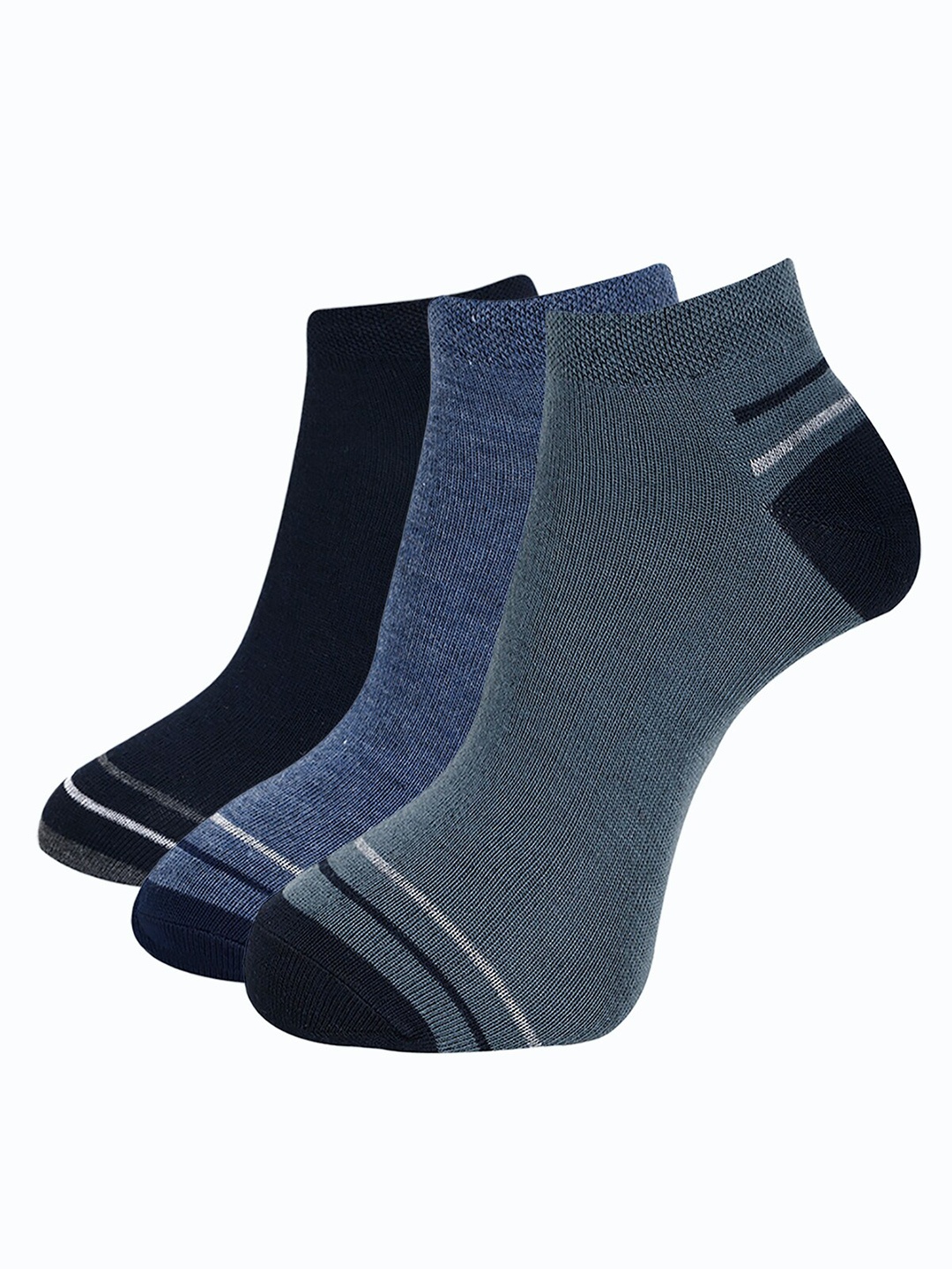 

Dollar Socks Men Pack Of 3 Striped Ankle-Length Socks, Navy blue