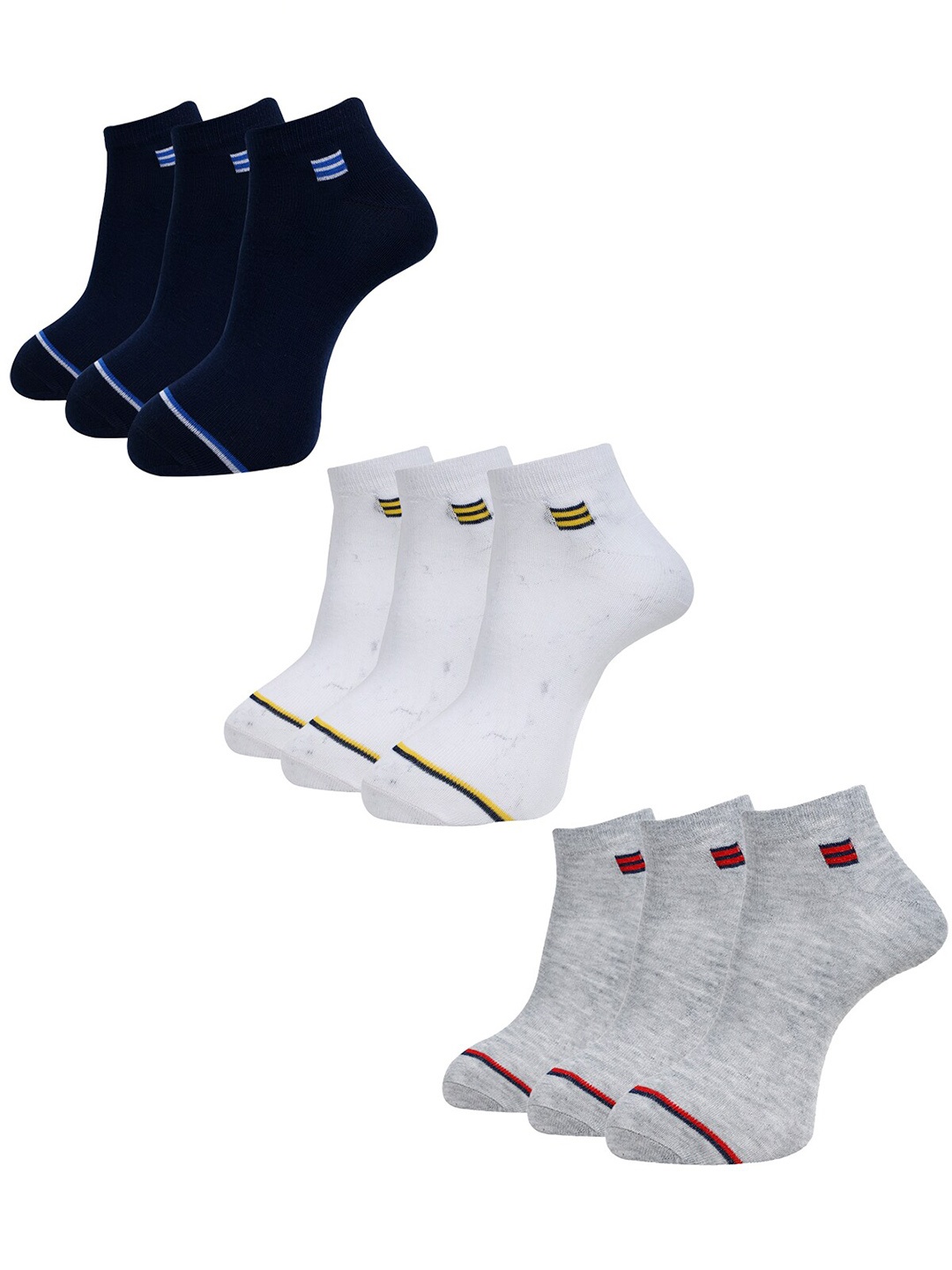 

Dollar Socks Men Pack Of 9 Patterned Ankle Length Socks, White