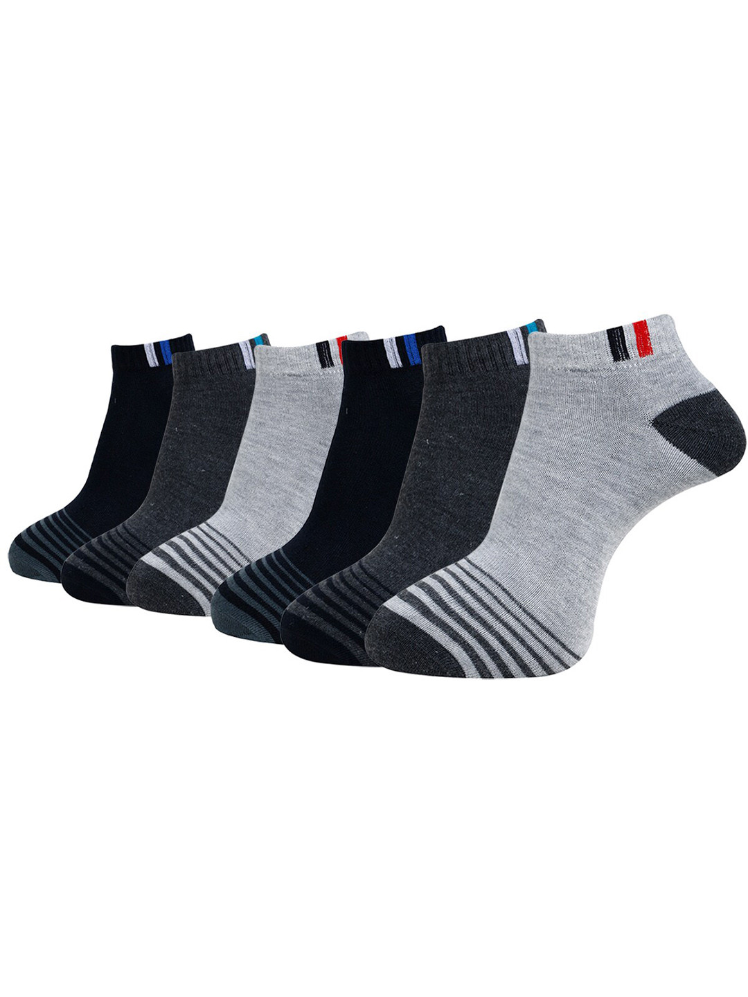 

Dollar Socks Men Pack Of 6 Patterned Ankle-Length Socks, Navy blue