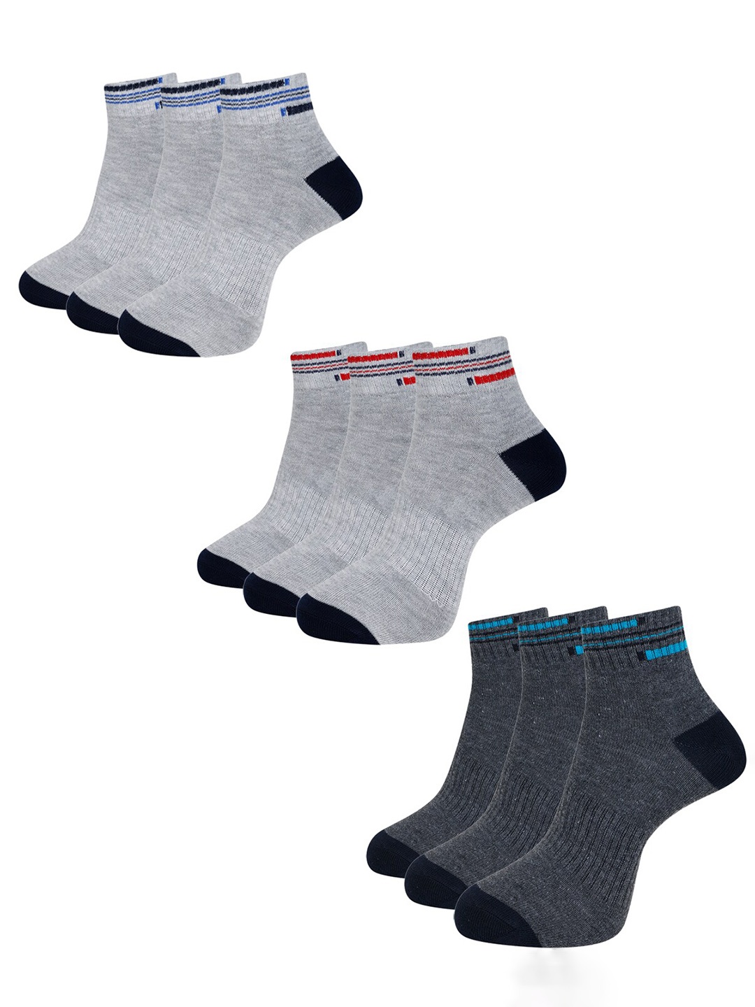 

Dollar Socks Men Pack Of 3 Patterned Ankle-Length Socks, Grey