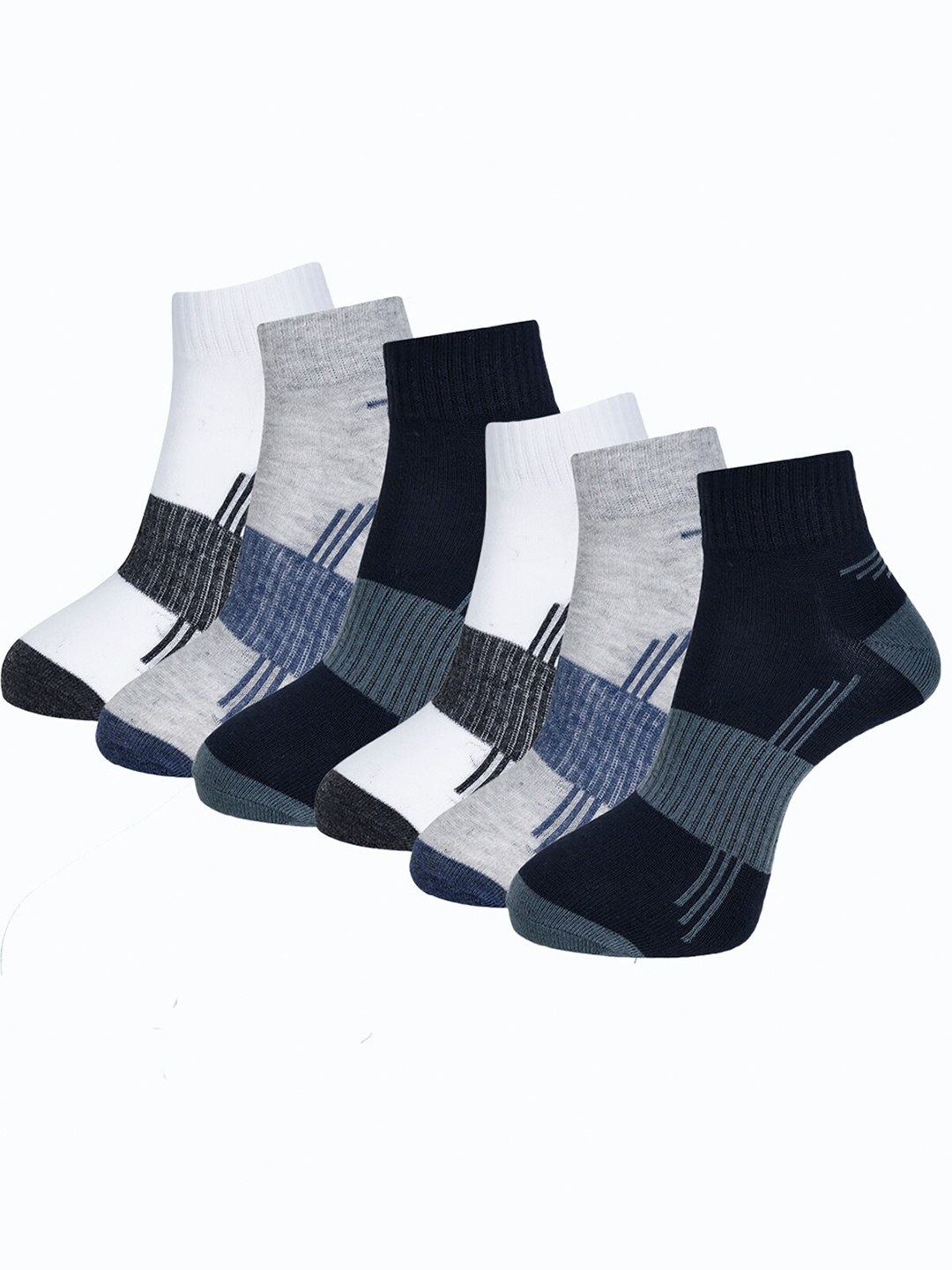 

Dollar Socks Men Pack Of 6 Patterned Ankle-Length Socks, Navy blue