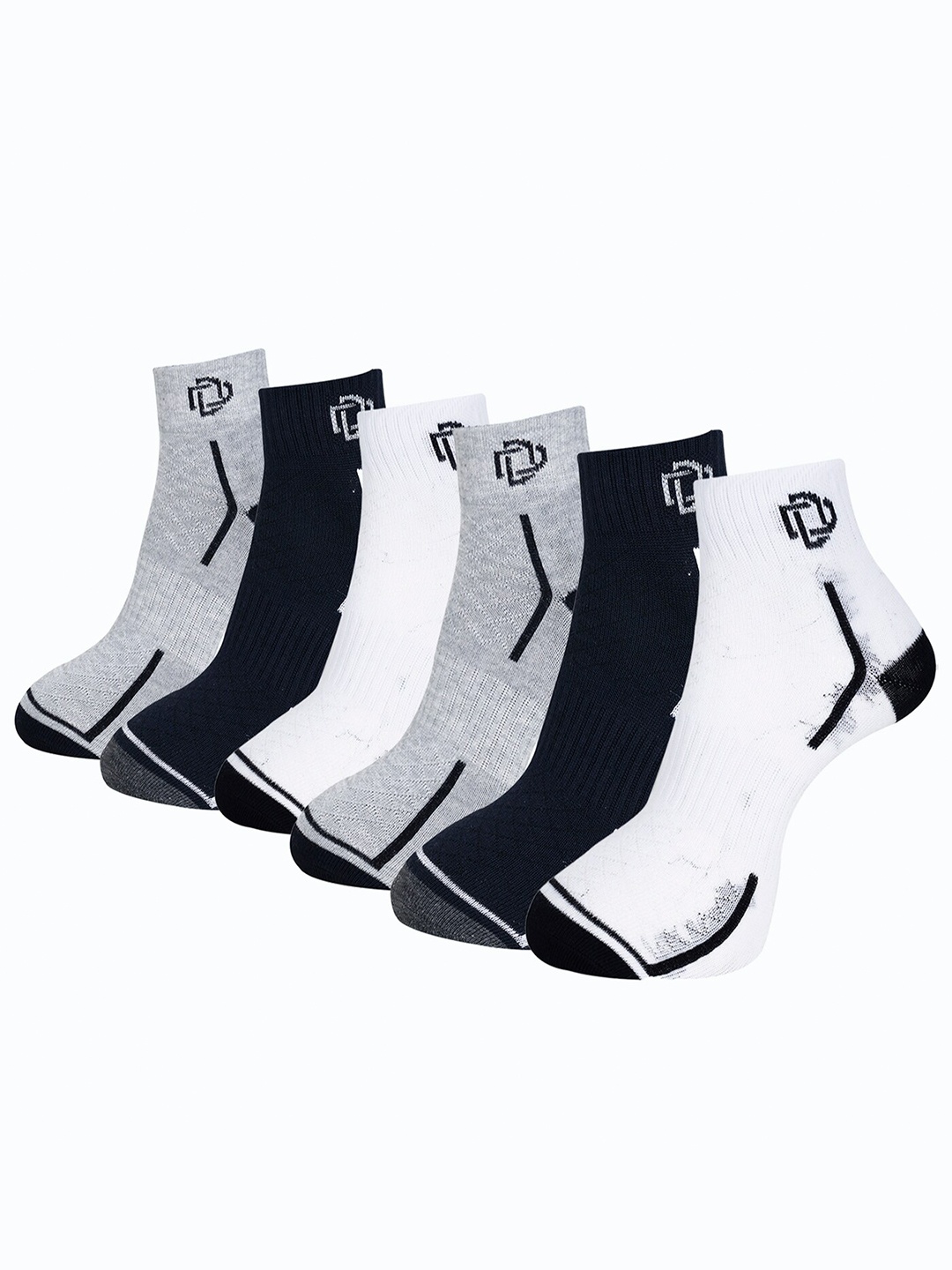 

Dollar Socks Men Pack Of 6 Patterned Ankle-Length Socks, Grey