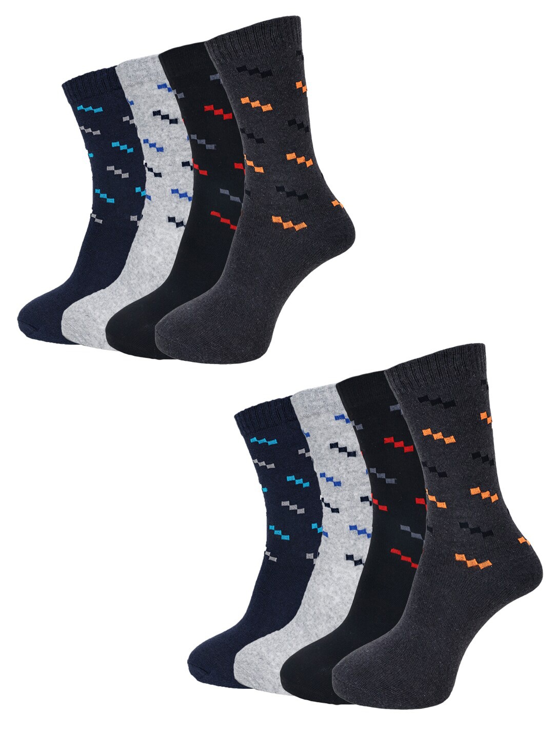 

Dollar Socks Men Pack Of 4 Patterned Calf-Length Socks, Blue