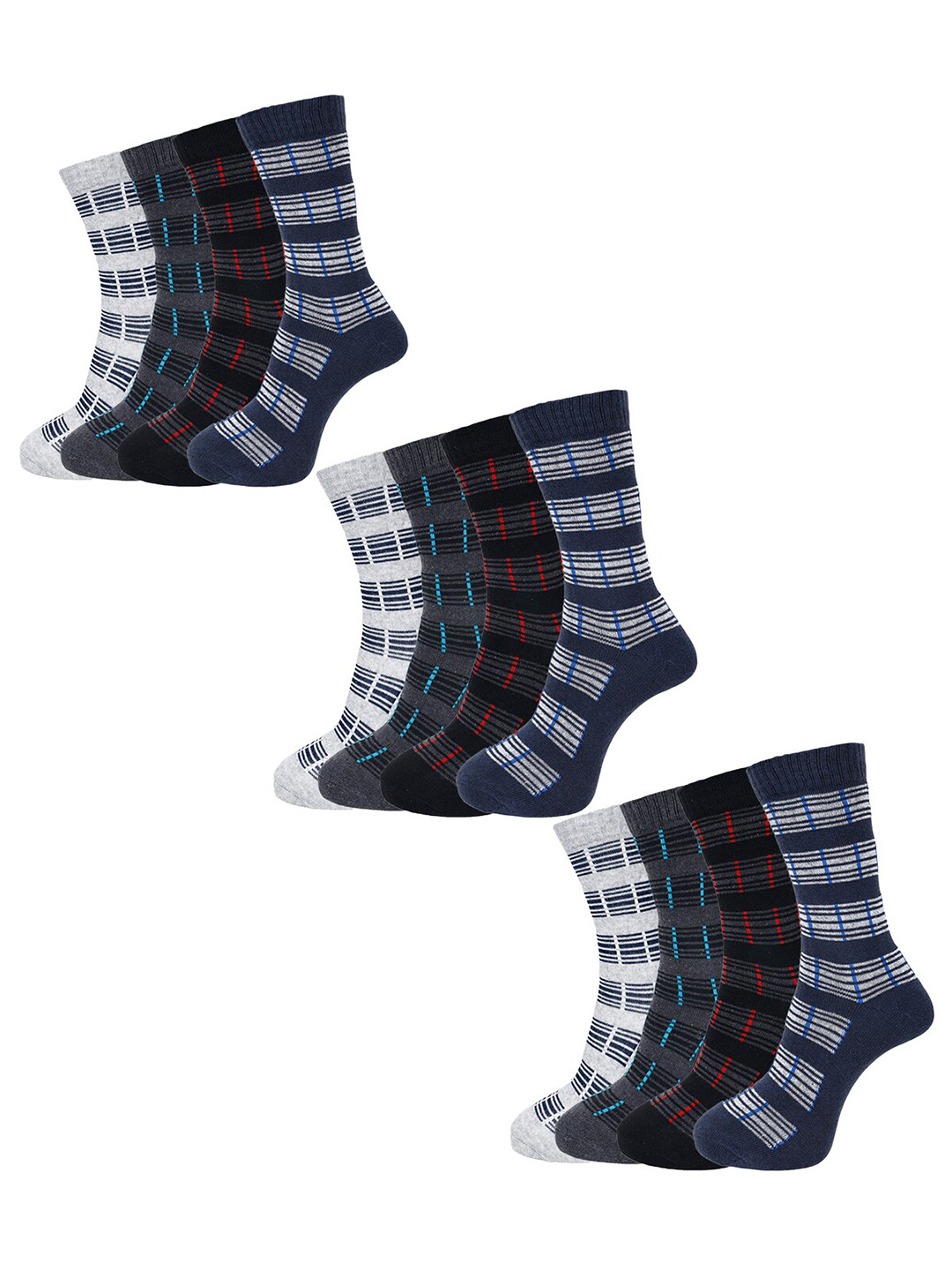 

Dollar Socks Men Pack Of 4 Striped Calf-Length Socks, Blue