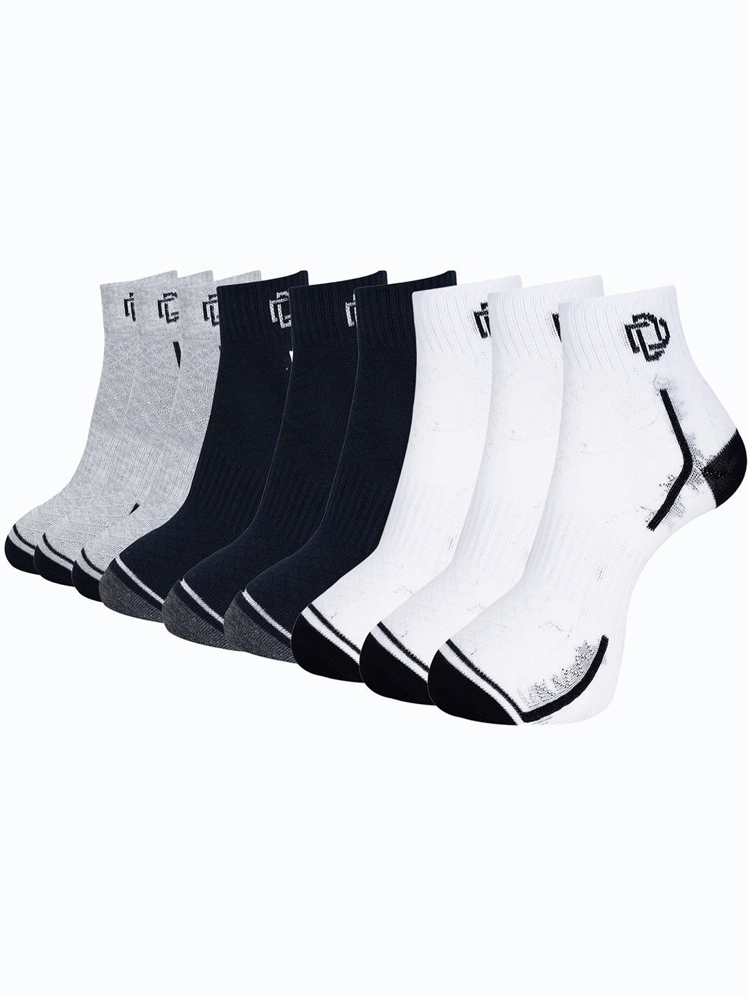 

Dollar Socks Men Pack Of 9 Patterned Ankle Length Socks, Grey