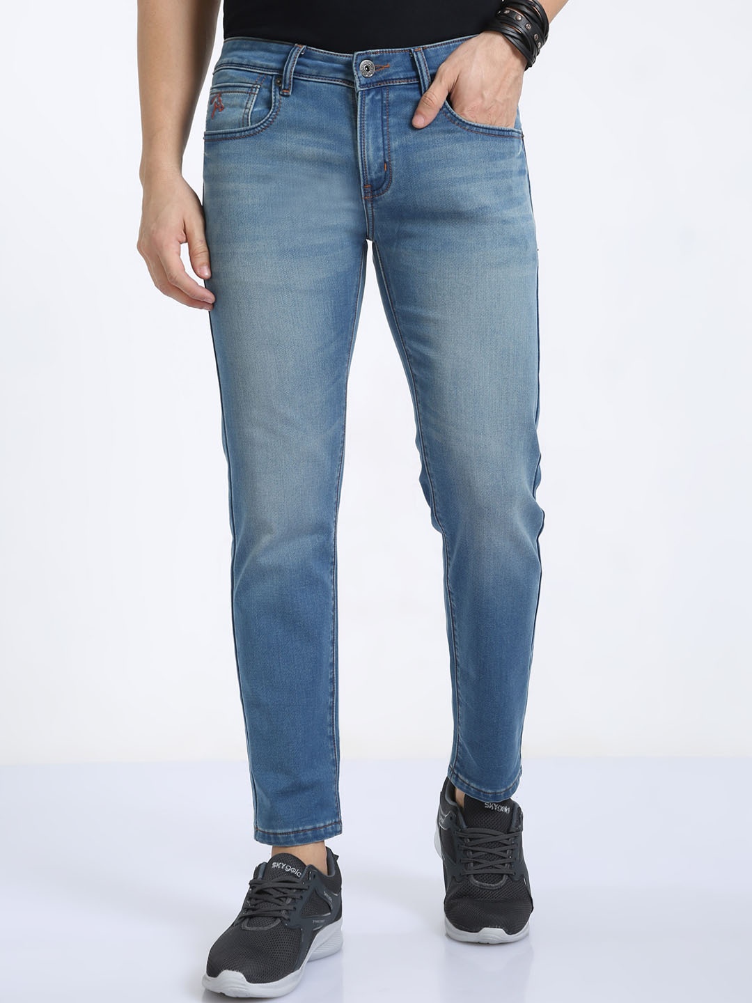 

CP BRO Men Slim Fit Cotton Denim Jeans, Blue