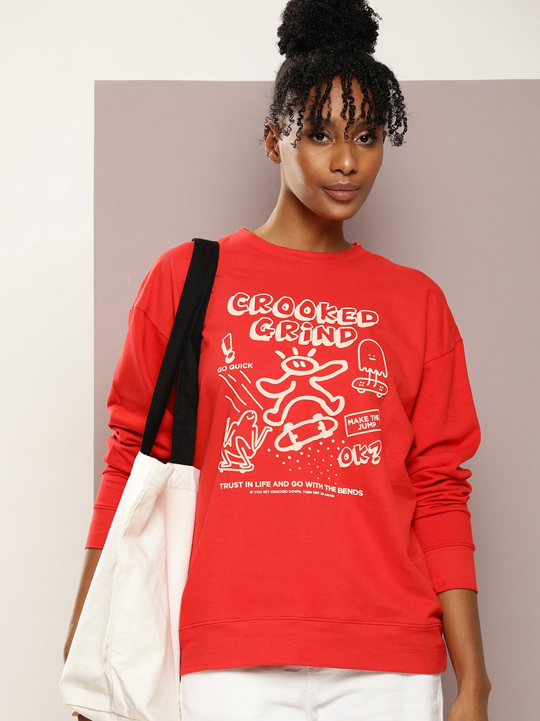 

Kook N Keech Women Graphic Printed Sweatshirt, Red