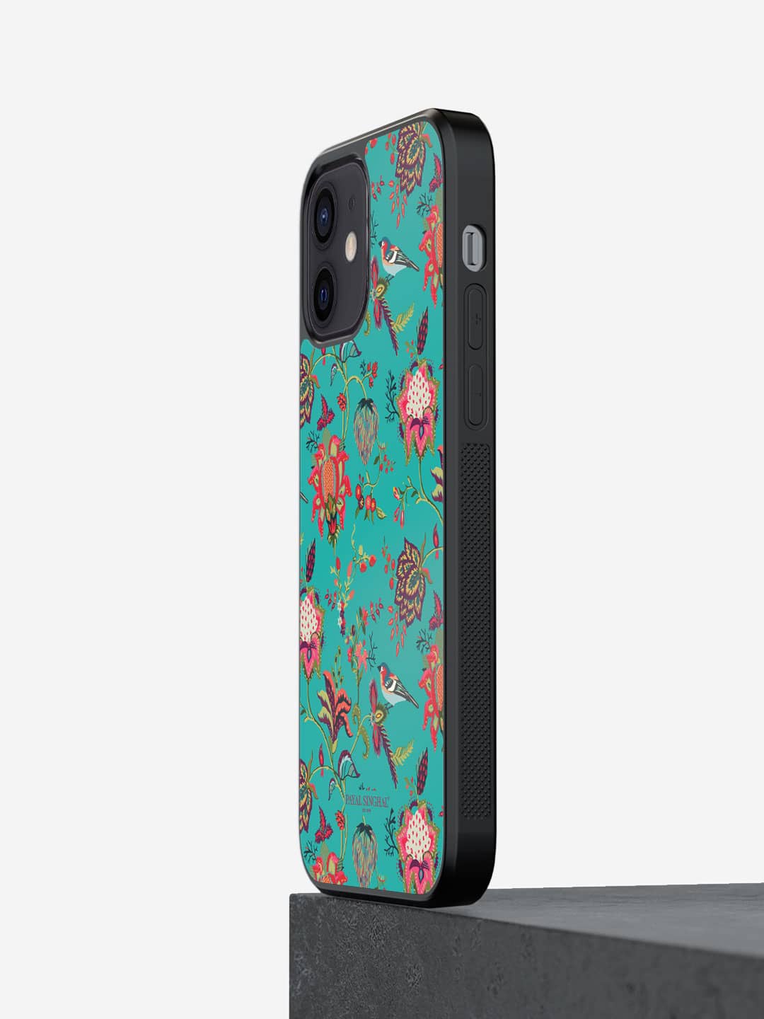 

macmerise Floral Printed iPhone 12 Phone Bumper Case Cover, Teal