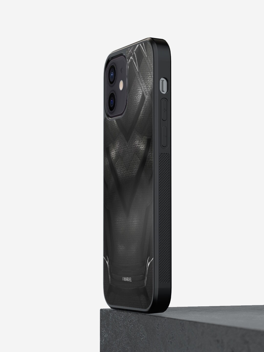 

macmerise Suit Up Panther Printed iPhone 12 Phone Bumper Case Cover, Black