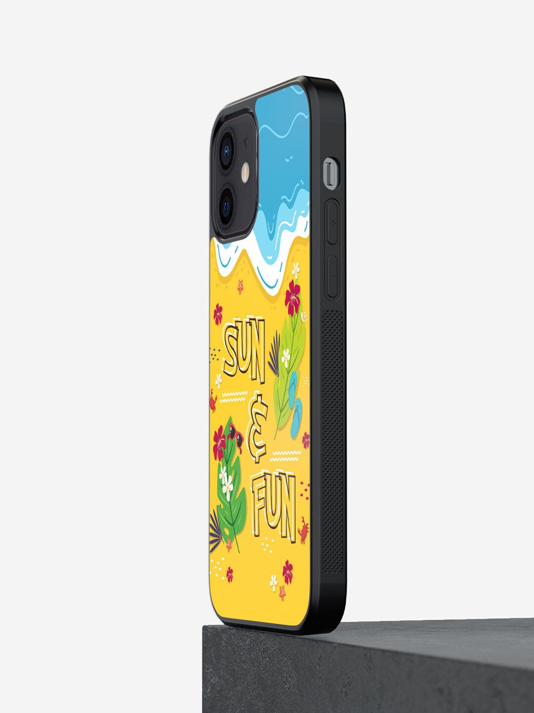 

macmerise Sun & Fun Printed iPhone 12 Phone Bumper Case Cover, Yellow
