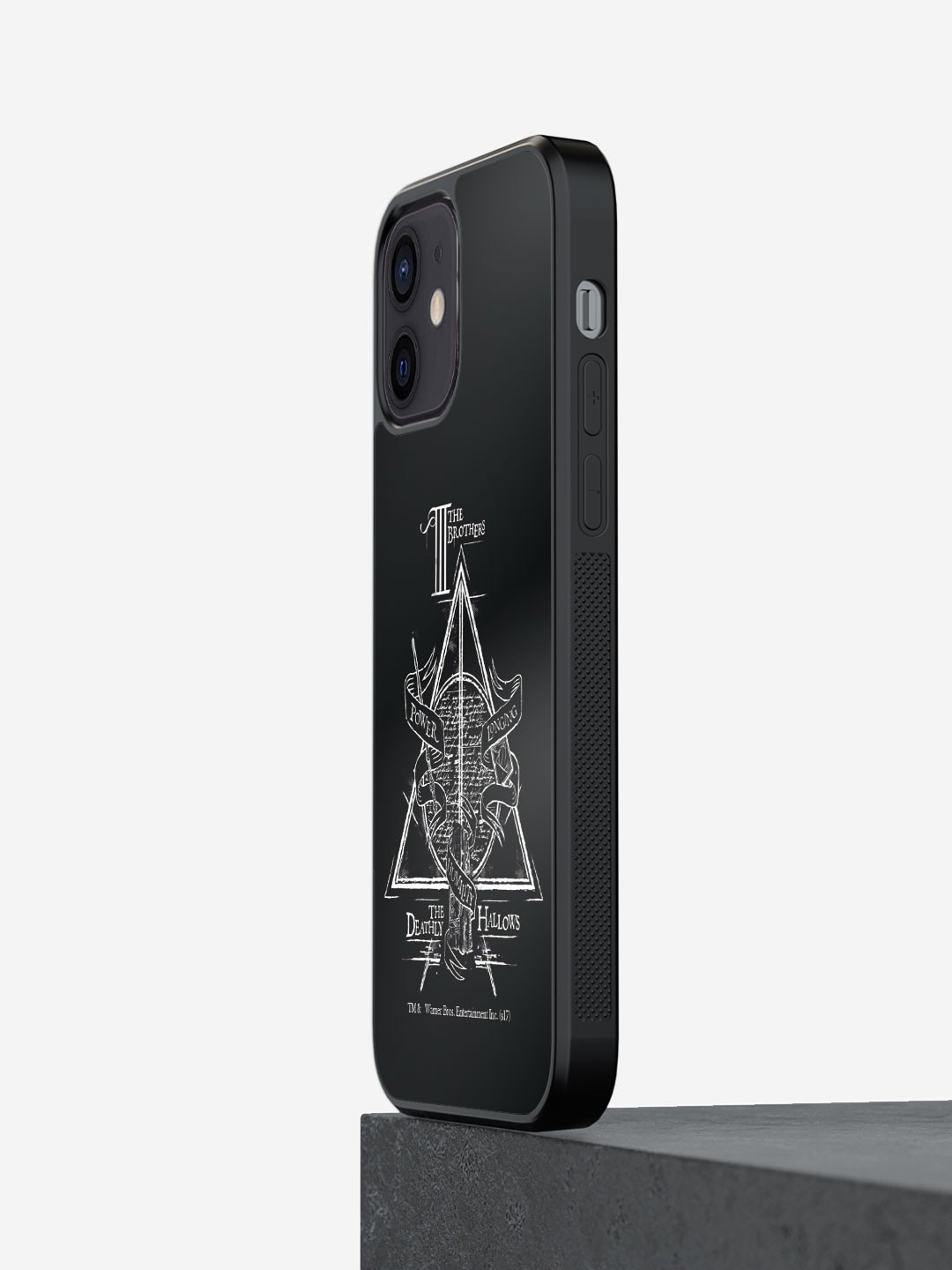 

macmerise The Deathly Hallows Printed iPhone 12 Phone Bumper Case Cover, Black