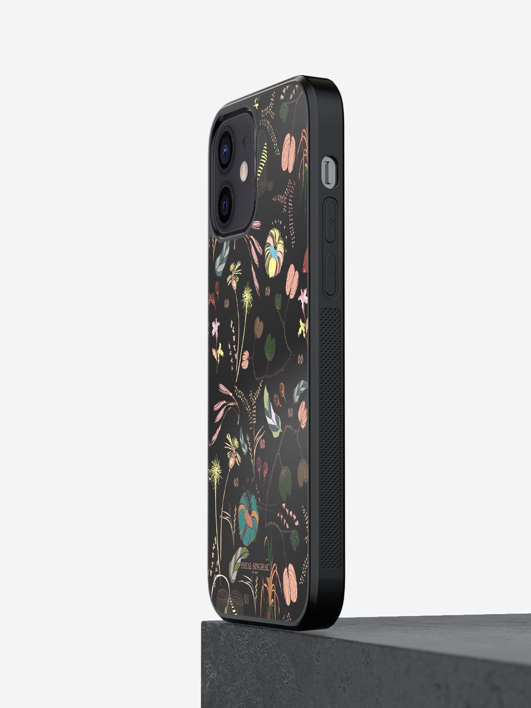 

macmerise Payal Singhal Gunmetal Printed iPhone 12 Phone Bumper Case Cover, Black