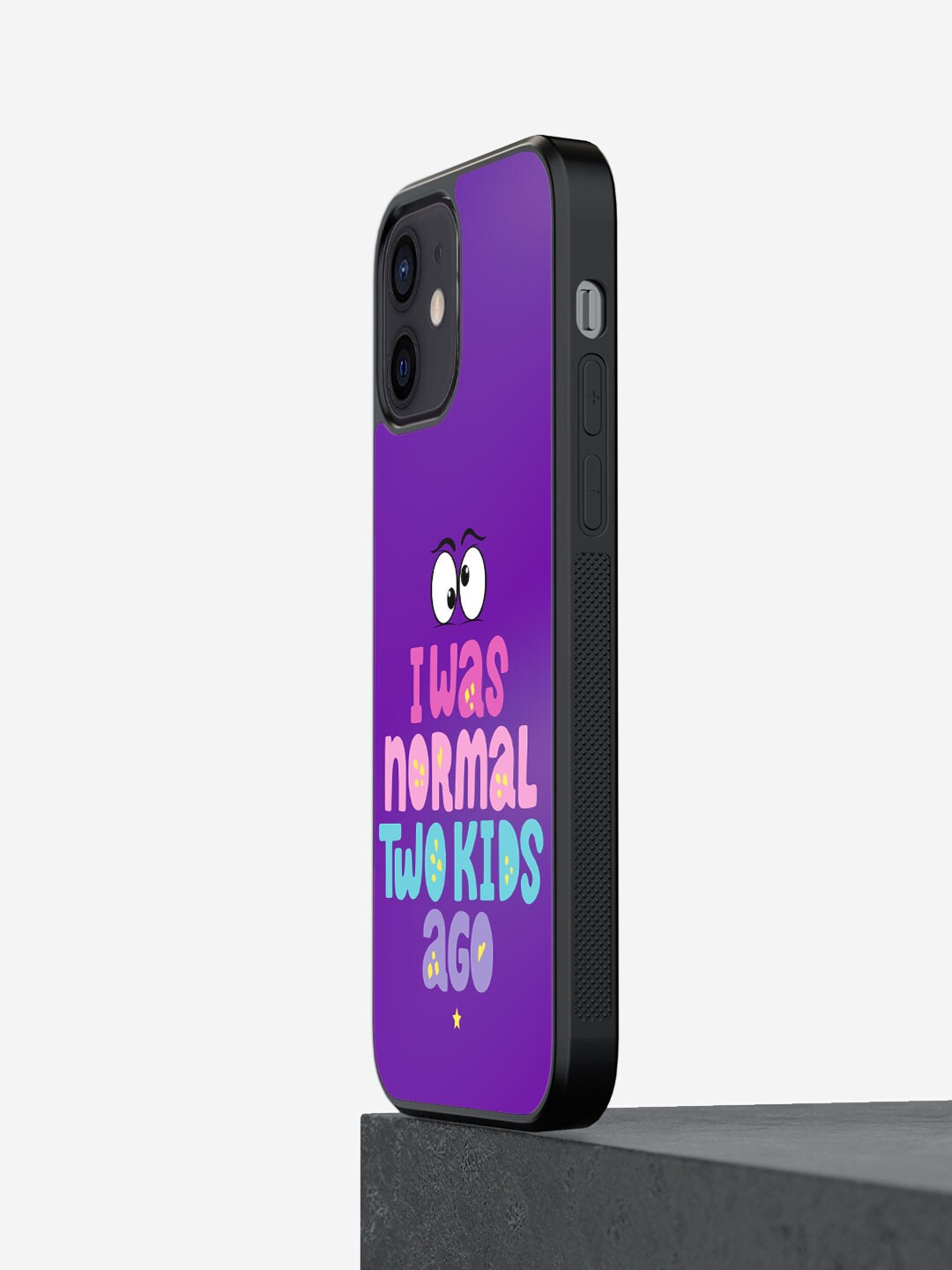 

macmerise Normal Two Kids Ago Printed iPhone 12 Phone Bumper Case Cover, Purple