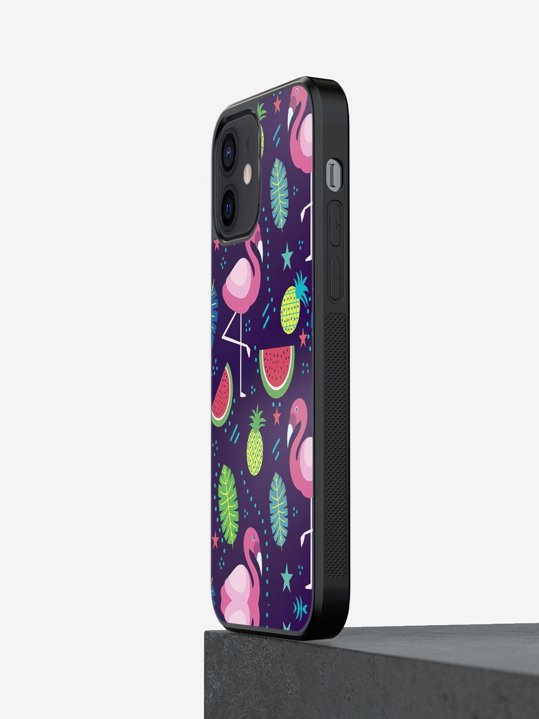 

macmerise Flamingo Printed iPhone 12 Mini Bumper Case Cover, Blue
