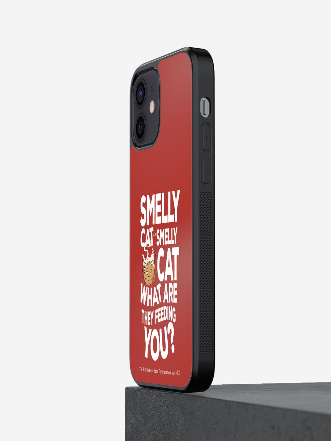 

macmerise Smelly Cat Printed iPhone 12 Bumper Case Cover, Red