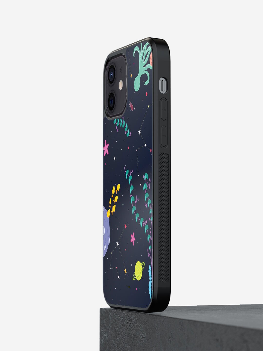 

macmerise Quirky Printed iPhone 12 Bumper Case Cover, Black