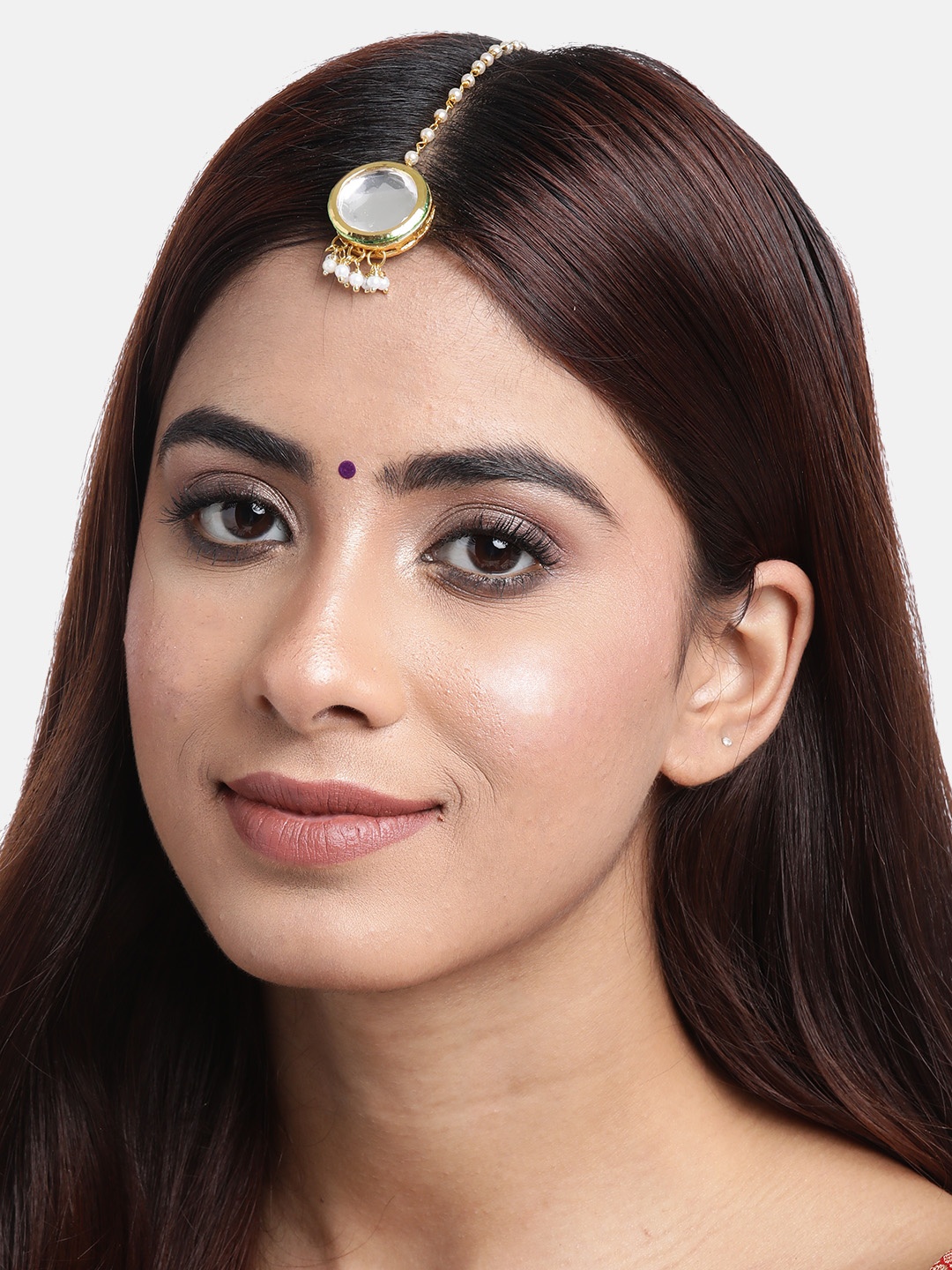 

Anouk Women Gold-Plated Pearl & Kundan Studded Maang Tikka
