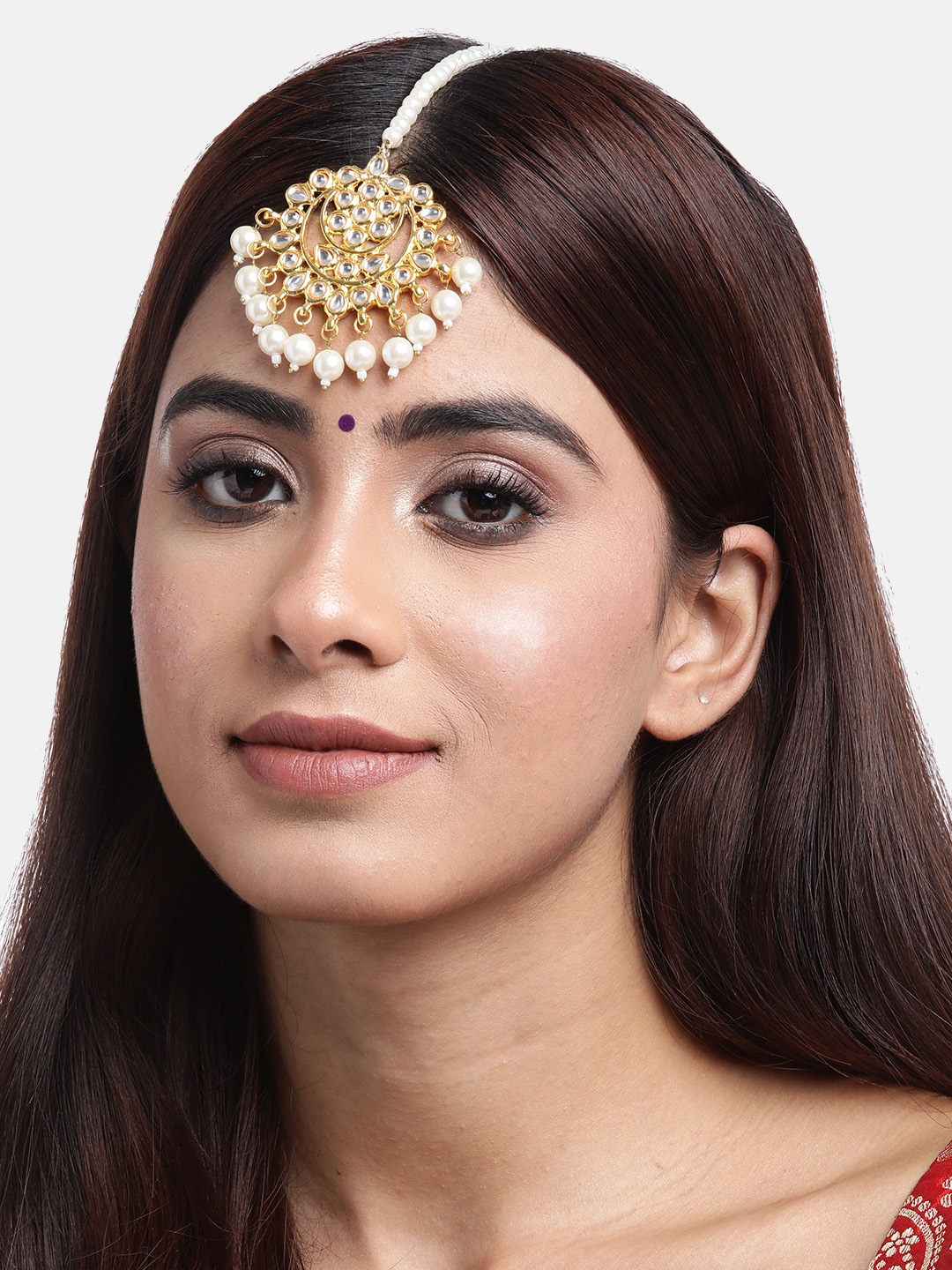 

Anouk Women Gold-Plated Pearl & Kundan Studded Maang Tikka