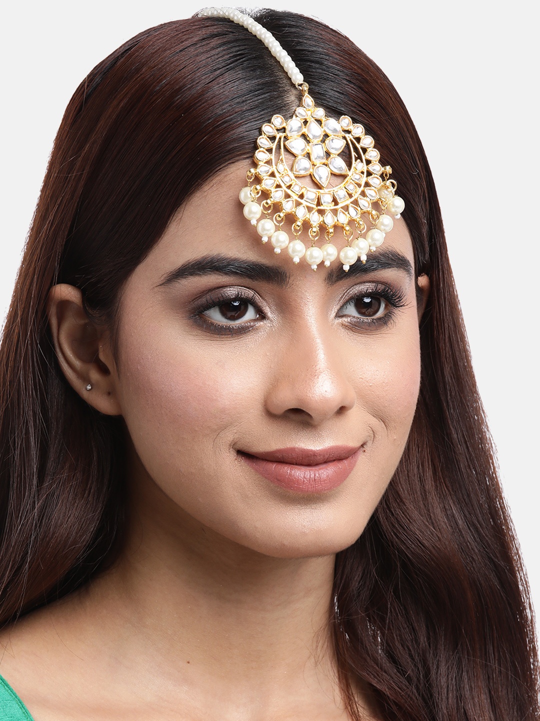 

Anouk Women Gold-Plated Pearl & Kundan Studded Maang Tikka