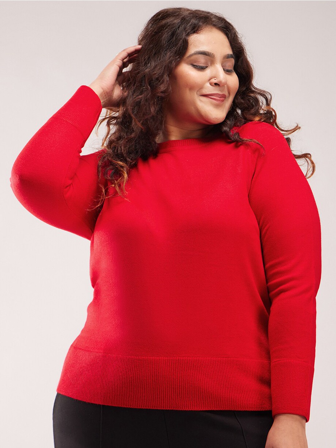 

FableStreet X Raglan Sleeves Acrylic Pullover, Red