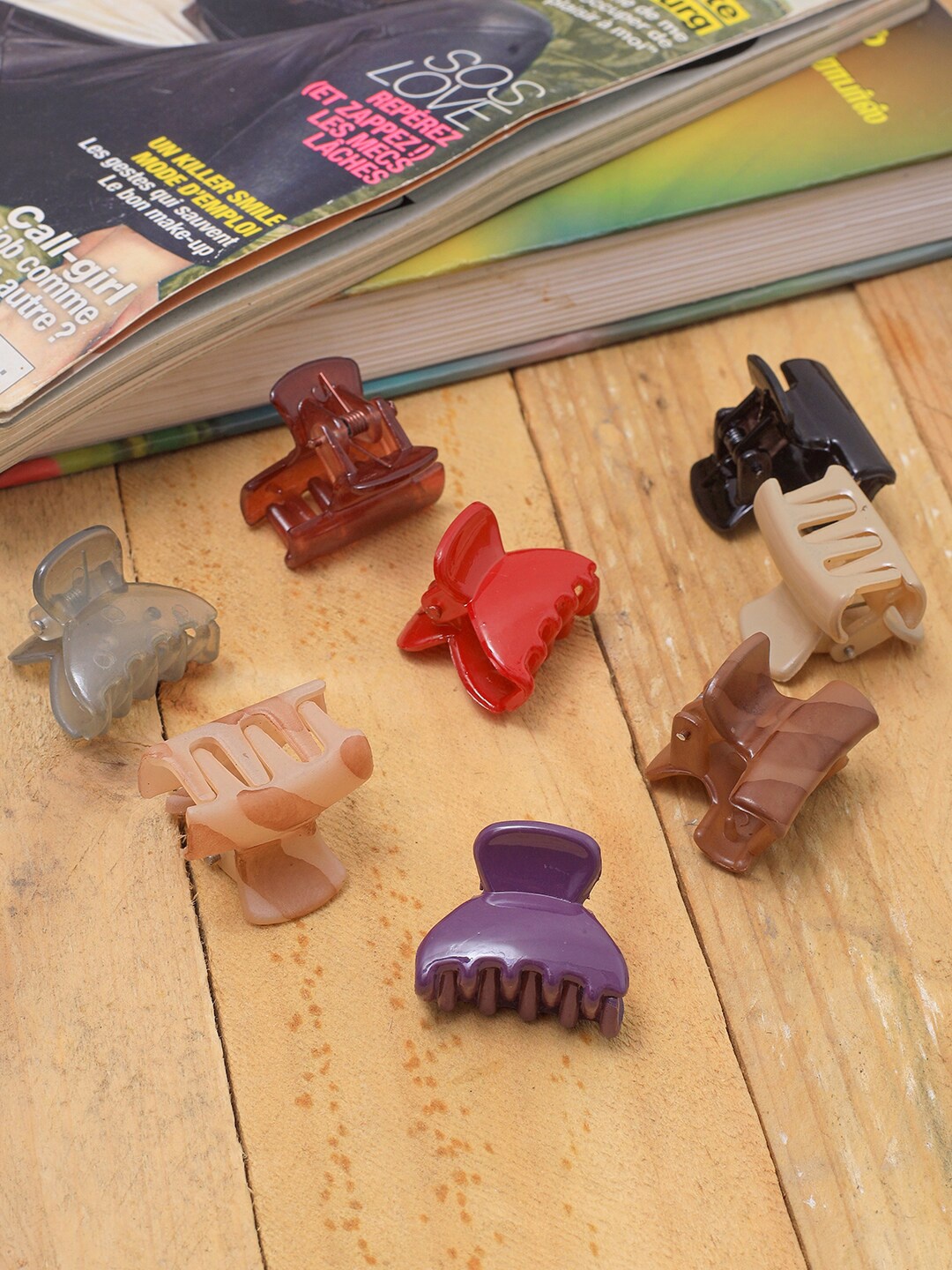 

Ayesha Set Of 8 Assorted Claw Clip, Red