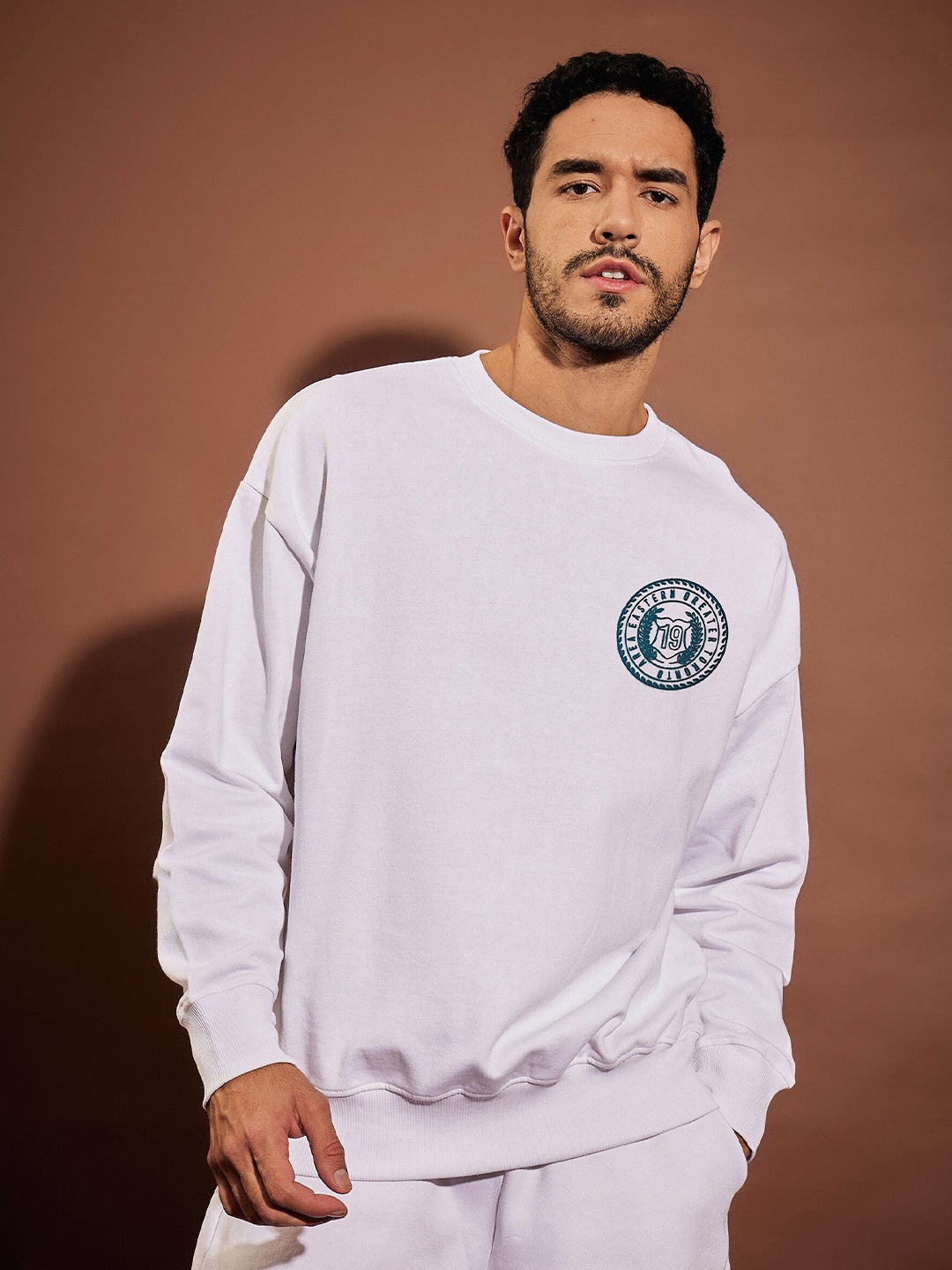 

MASCLN SASSAFRAS White Long Sleeves Oversized Pure Cotton Pullover