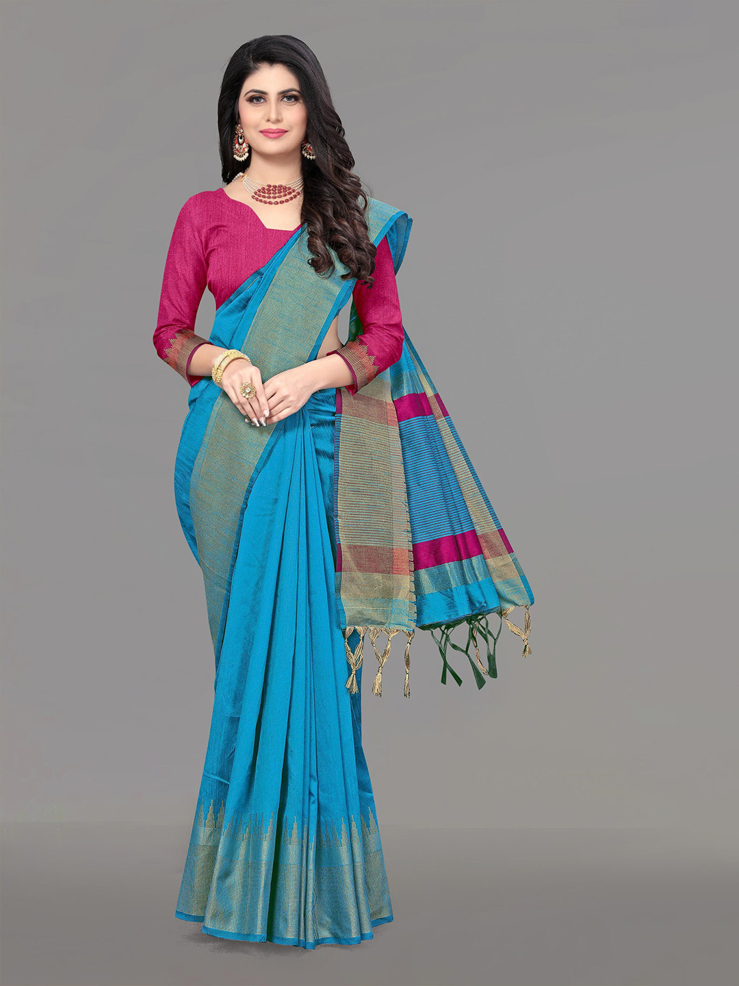 

DIVASTRI Woven Design Zari Banarasi Saree, Blue
