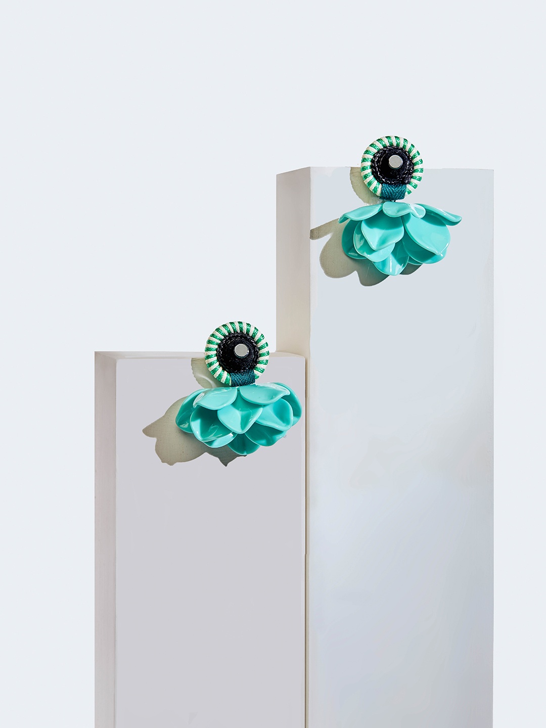 

Rhea Rhodium-Plated Contemporary Drop Earrings, Sea green