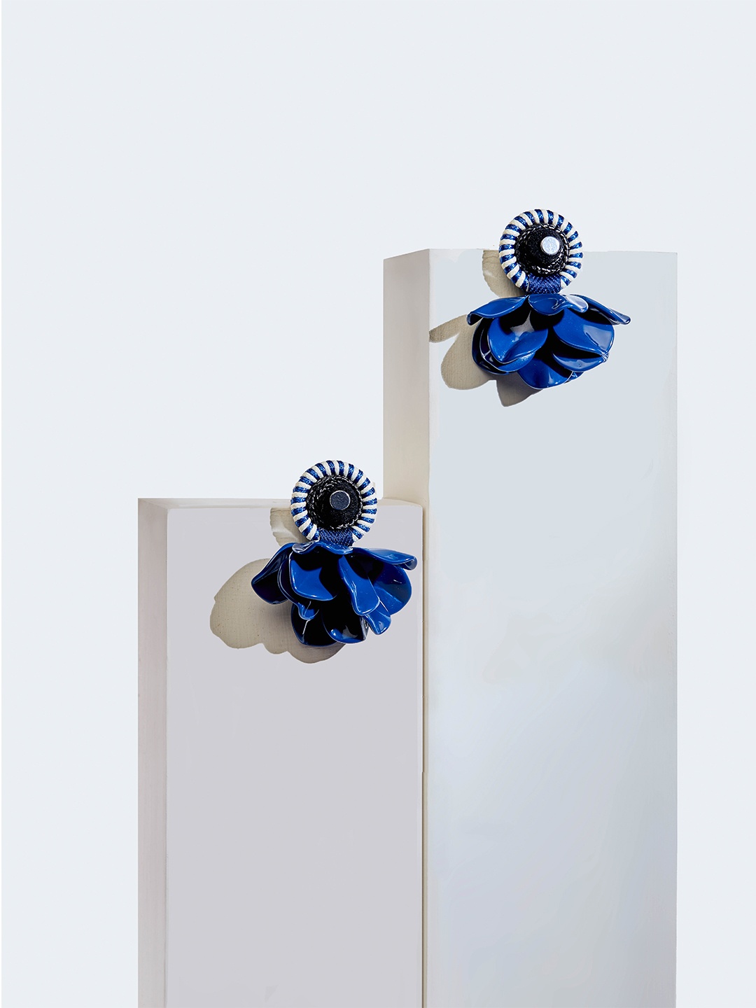 

Rhea Rhodium-Plated Drop Earrings, Navy blue