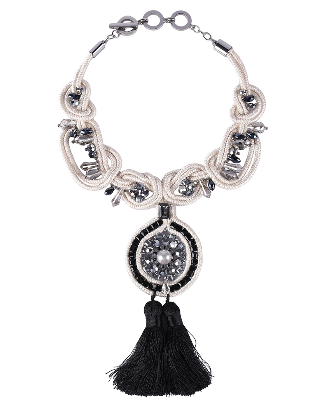 

Rhea Rhodium-Plated Crystals Statement Necklace, Silver