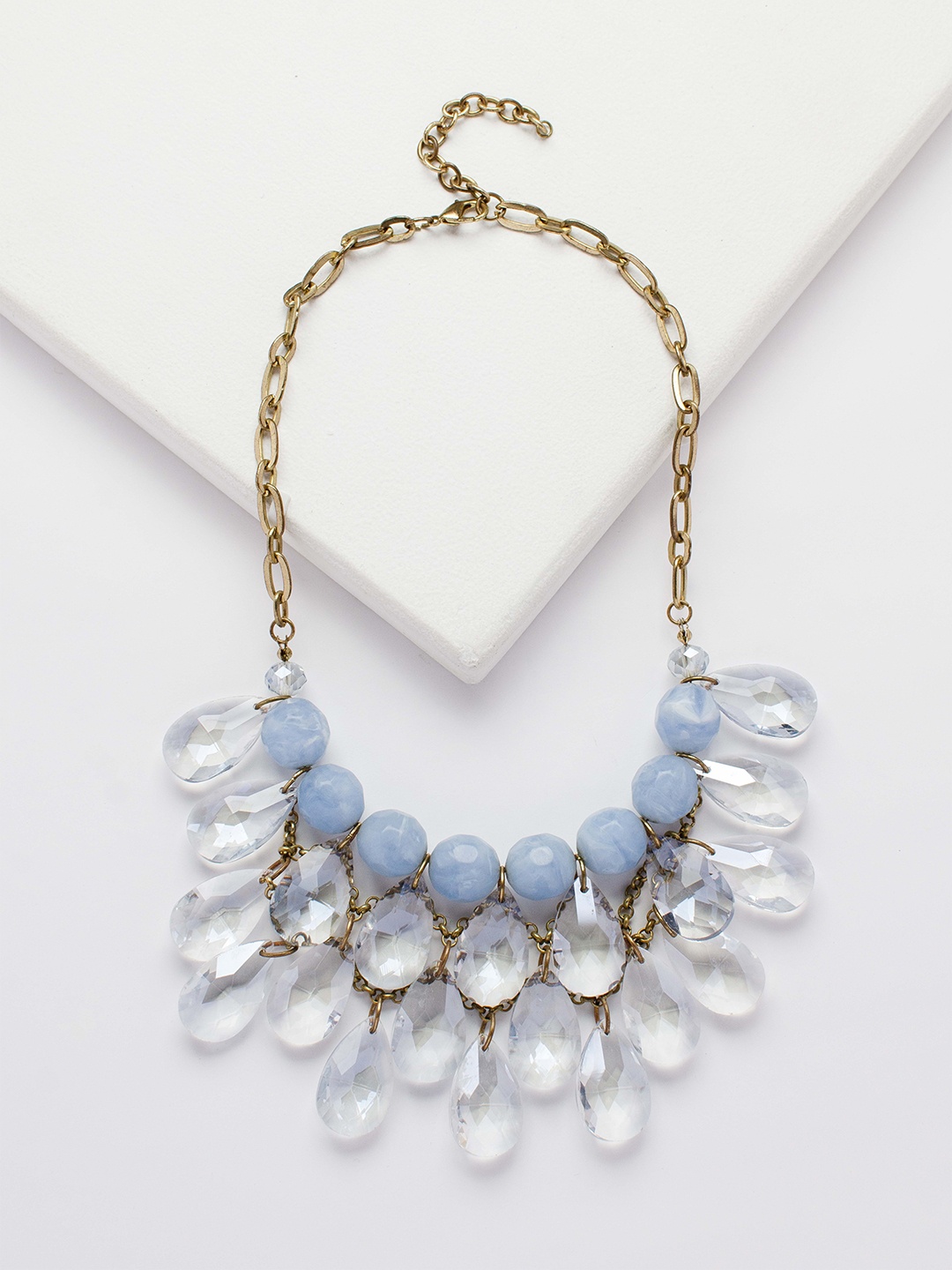 

Rhea Crystal-Studded Rhodium-Plated Necklace, Silver