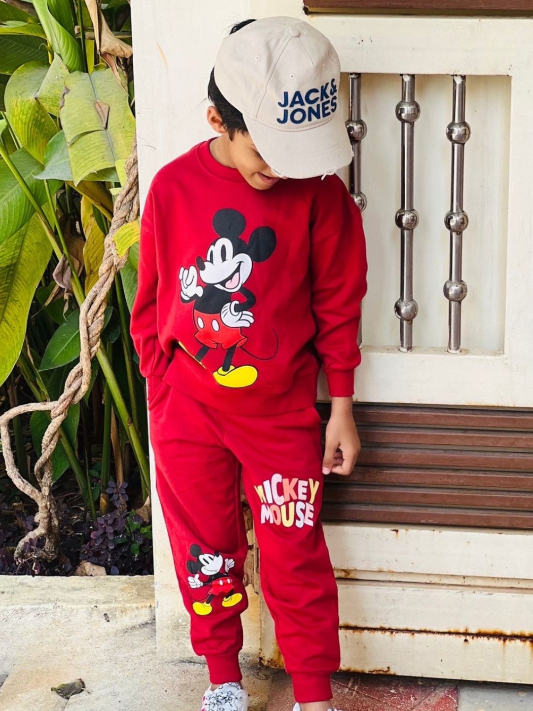 

Nap Chief Infant Mickey Mouse Printed Fleece Sweatshirt with Joggers Set, Maroon