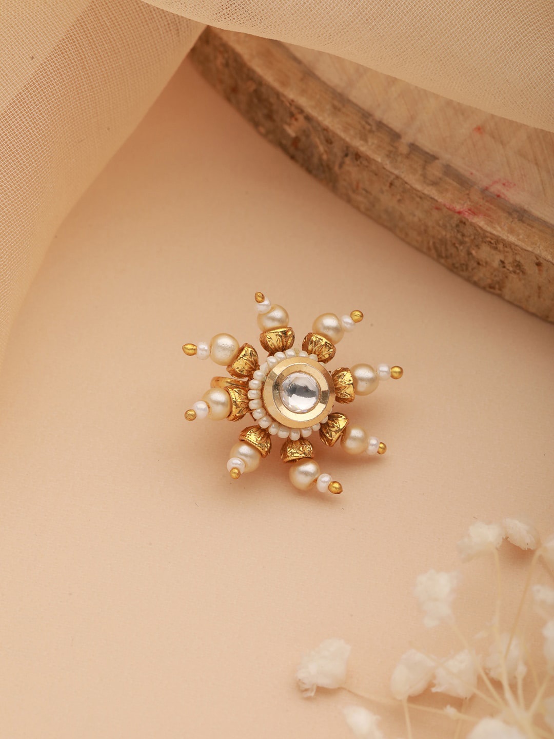 

Aadvik Designs Gold-Plated Kundan Studded Nosepin