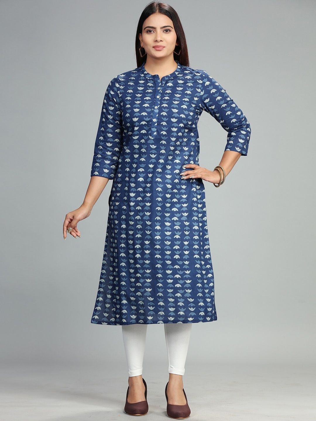 

COTTON CULTURE Ethnic Motif Printed Cotton Straight Kurta, Blue