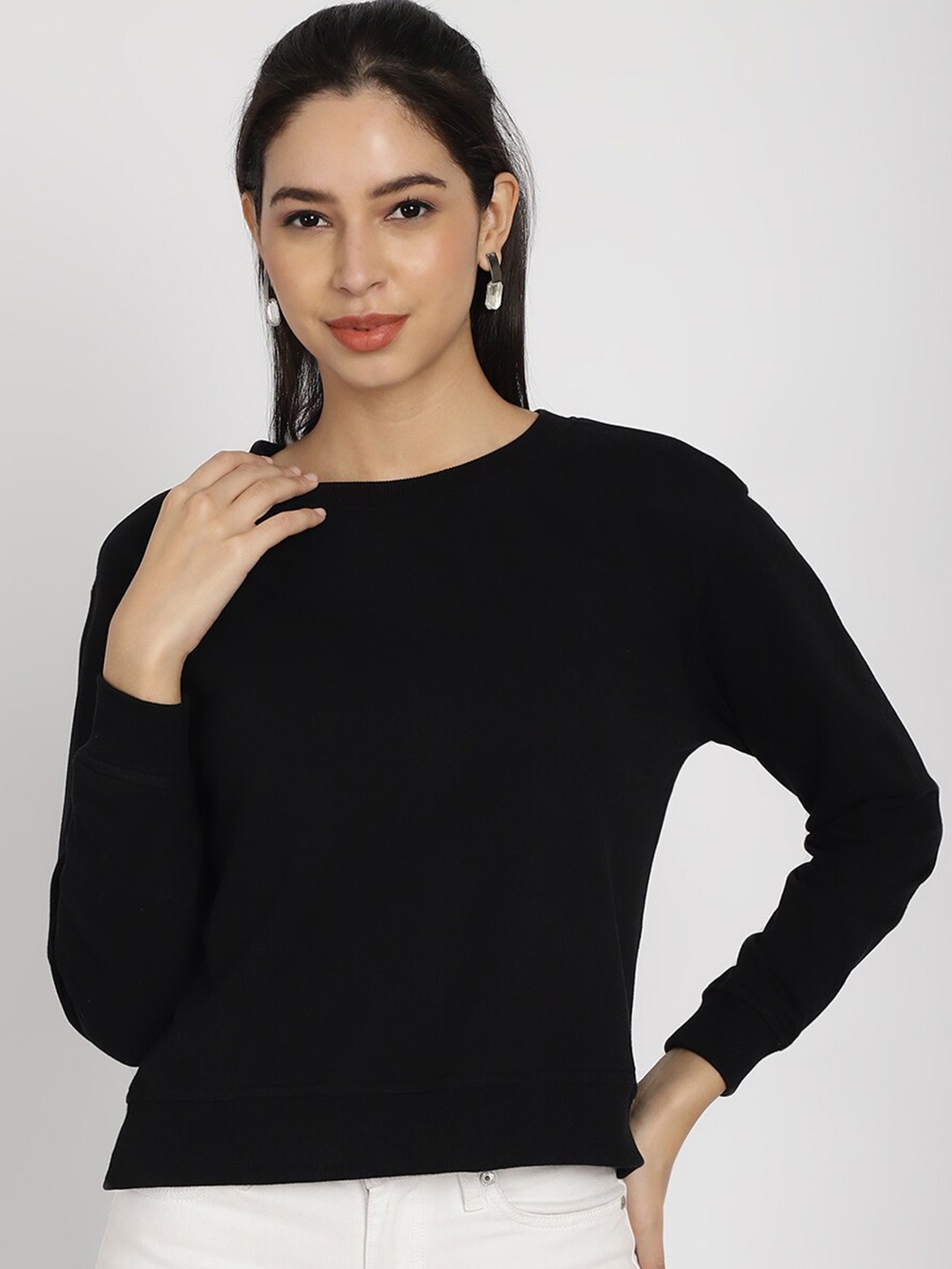 

Rute Ribbed Cotton Sweatshirt, Black