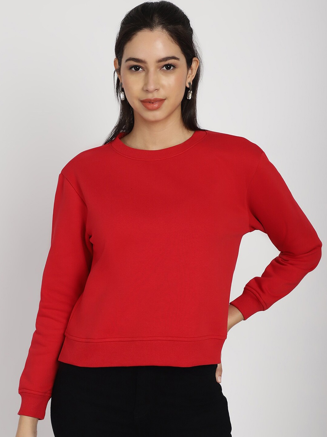 

Rute Ribbed Cotton Sweatshirt, Red