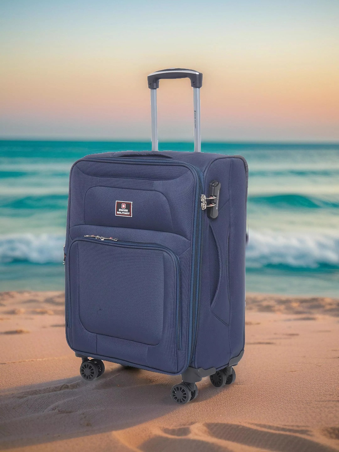 

SWISS MILITARY Titanium Soft-Sided Cabin Trolley Suitcase, Navy blue