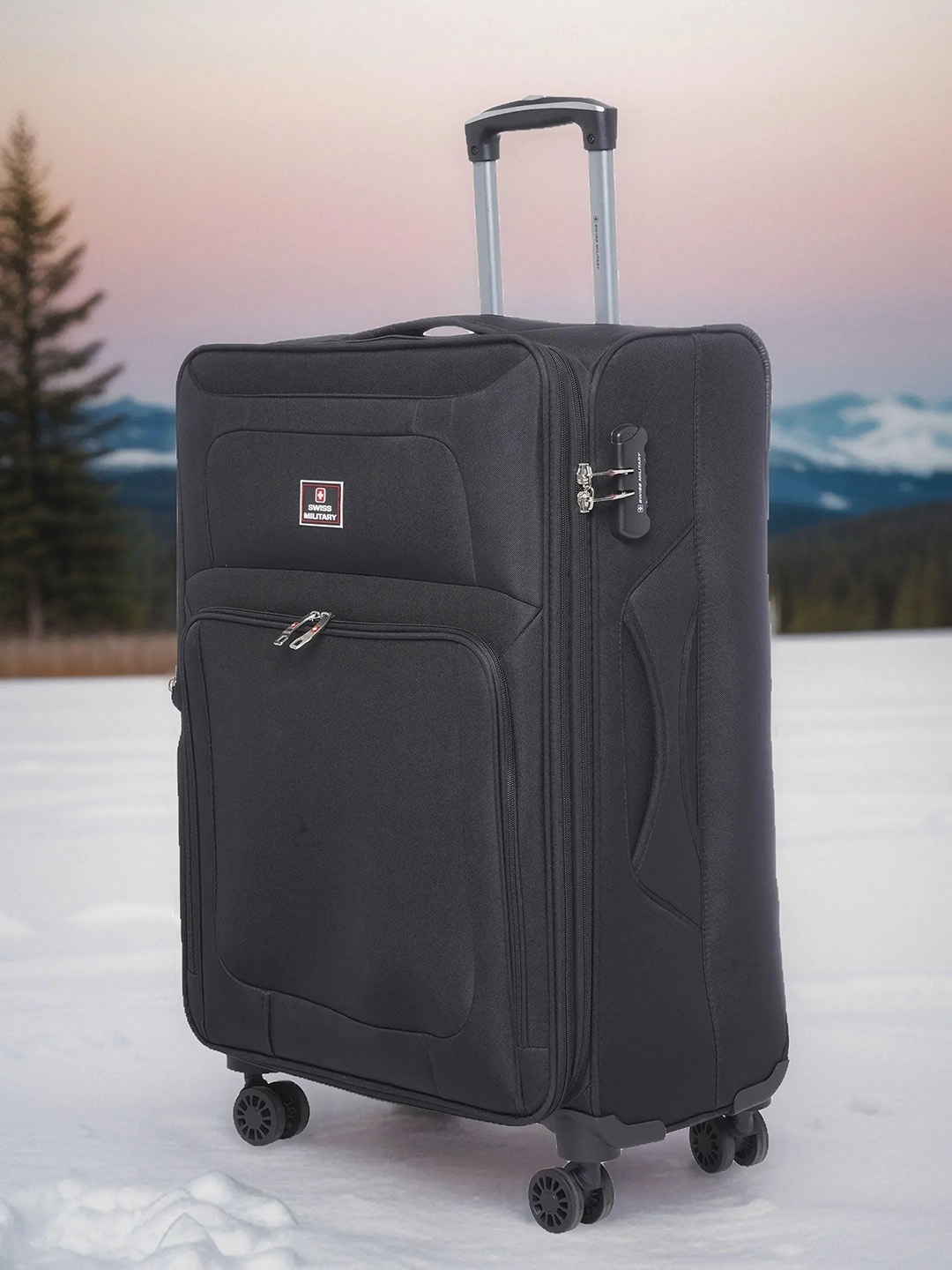 

SWISS MILITARY Titanium Soft Sided Medium Trolley Suitcase, Black